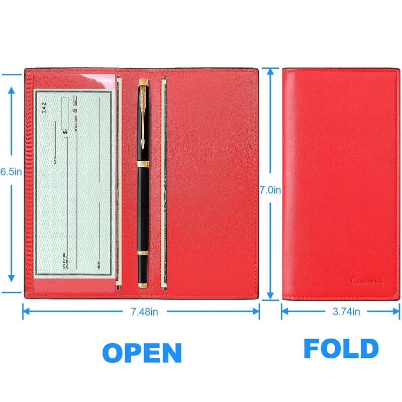 CASMONAL Premium Leather Checkbook Cover for Men and Women Checkbook Holder Wallet RFID Blocking - Image 4